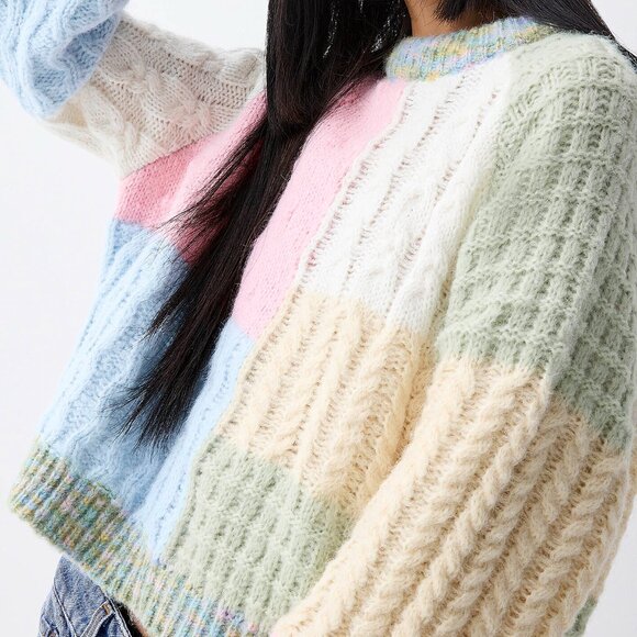 PIECES Pastel Patchwork Sweater - Picture 3 of 3